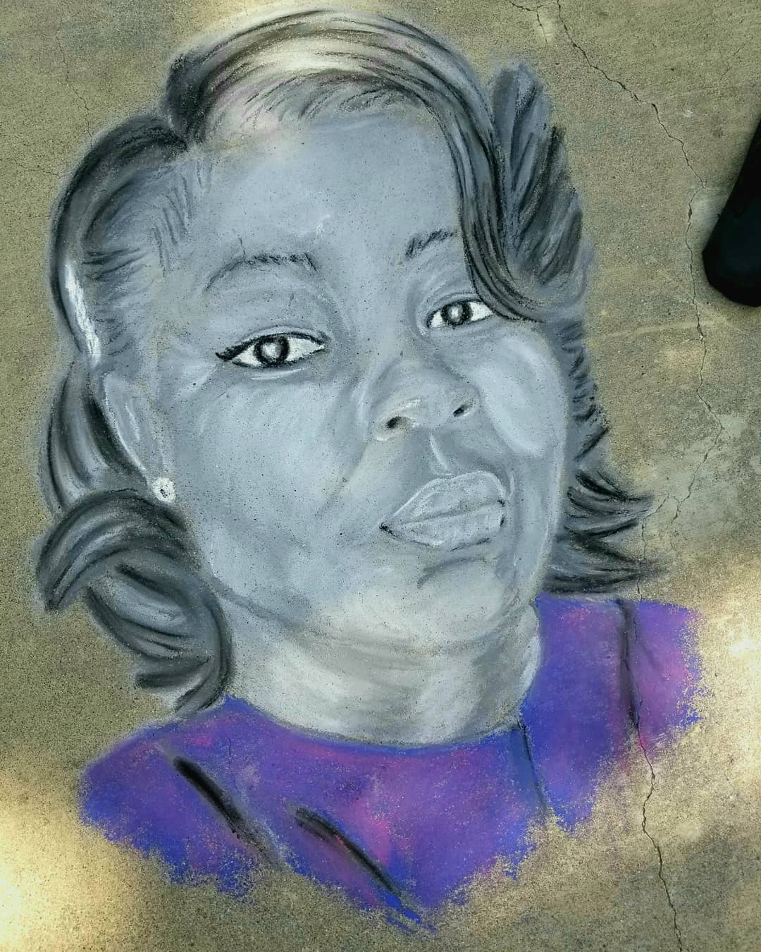 Portrait. Chalk Pastel Street Painting