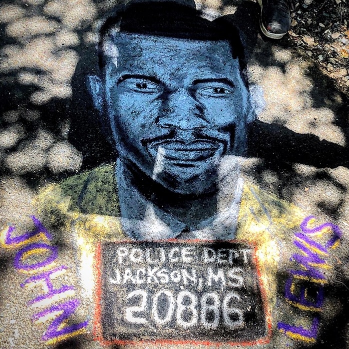 Portrait. Chalk Pastel Street Painting